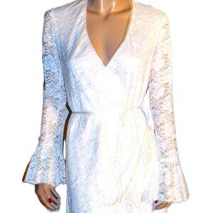 Hot as Hell Floral Ivory Lace Wrap Dress S